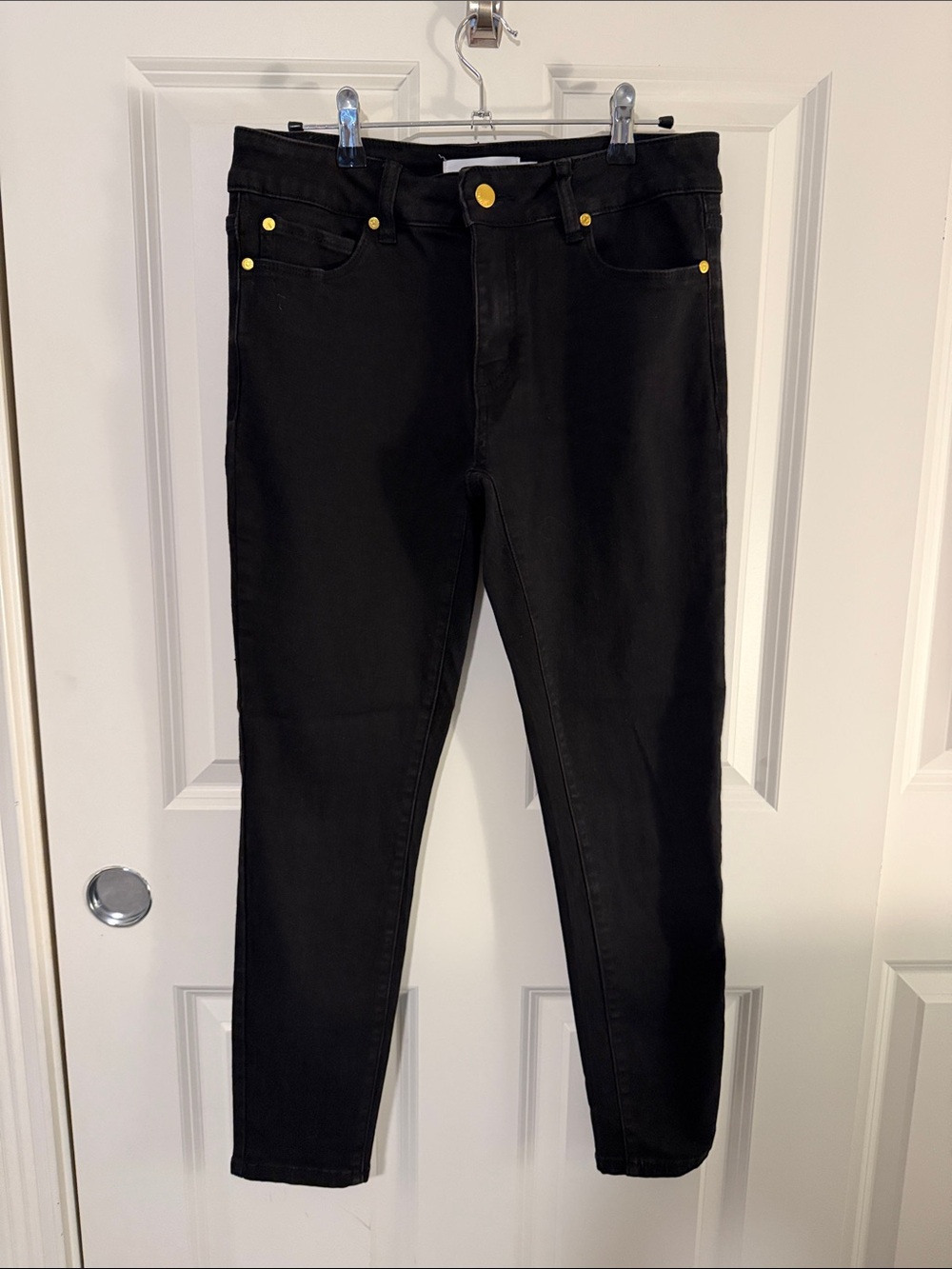 Tahari Black High-Rise Skinny Jeans with Gold Hardware